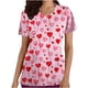 thumbnail image 1 of TaTaai Romantic Heart Print Women Scrub Blouse Premium Cotton Regular Fit Short Sleeve V Neck Functional Pocket Non See Through Nurse Work Daily Wear Gift, 1 of 5