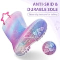thumbnail image 4 of MOBYDICK Kids Toddler Light Up Rain Boots for Girls Waterproof Boots with Easy on Handles, Pink Purple, Size 10, 4 of 8