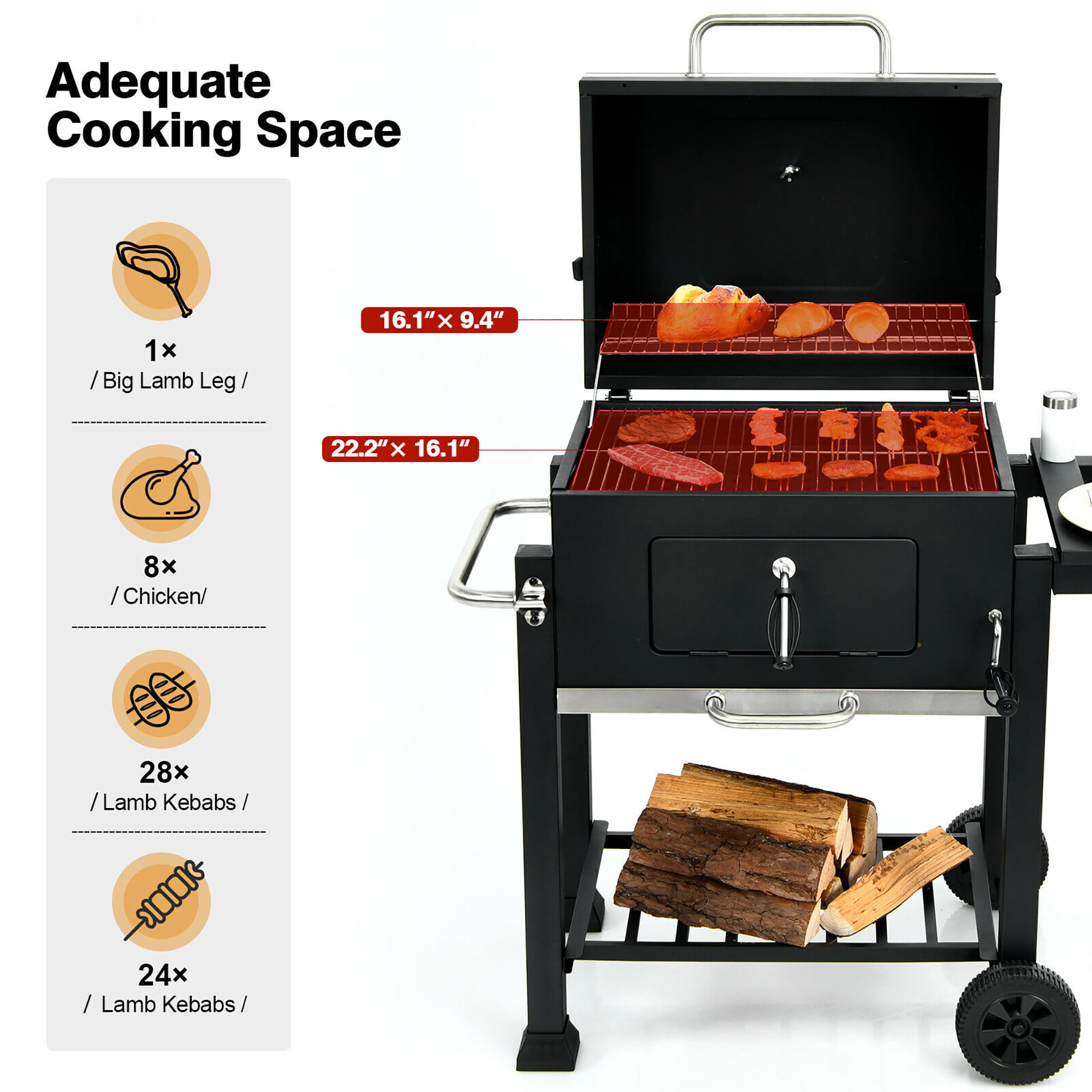 nevel De schuld geven Indica Costway Charcoal Grill Outdoor BBQ Smoker with Side Table Patio Picnic  Backyard Cooking - Walmart.com