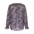 thumbnail image 4 of LEEYNEER Women‘s Casual Floral Printing V-Neck Long Sleeve Shirts Tops Loose Blouses Pink XL, 4 of 7