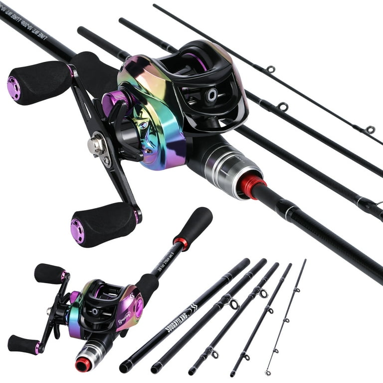 Sougayilang 6ft Casting Rod and Reel Combo 6 Piece Fishing Pole with 19+1  Ball Bearings Baitcaster Reel Set 