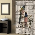 thumbnail image 2 of Fabric Shower Curtain, Blue Green Bird Postmark Envelope Design Linen Pattern Bathroom Curtain with 12 Hooks Waterproof No Bad Odor Machine Washable Bath Curtains for Bathroom, Spa Room, 60"x72", 2 of 6