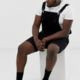 thumbnail image 3 of Juebong Men's Denim Overalls Shorts Loose Dungaree Black Jumpsuits Overall for Men Summer Casual Jeans Romper Bib Overalls, XX-Large, Black, 3 of 6