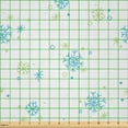 thumbnail image 2 of Ambesonne Christmas Fabric by the Yard Microfiber, Snowflakes Blue and Green, 2 Yards, Aqua Pale Green and White, 2 of 2