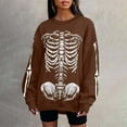 thumbnail image 4 of HUITKMM Chandail pour Femmes Unisexe Mode Imprimé Design Squelette Surdimensionné Longline Sans Capuche Col Rond pour et Mode Urbaine Décontracté, 4 of 5