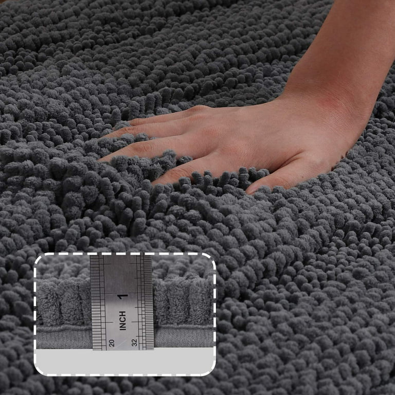 MAYSHINE Non Slip Chenille Bath Mat for Bathroom Rugs 32 X20, Extra Soft and Absorbent Microfiber Shag Rug, Machine Wash Dry- Perfect Plush Carpet