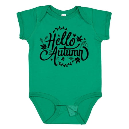 

Inktastic Fall Season Hello Autumn in Black Gift Baby Boy or Baby Girl Bodysuit
