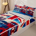 thumbnail image 3 of Manfei Retro British Flag Zipper Queen Comforter Set with Fitted Sheet and 2 Pillowcases,London Red Bus Zipper Bedding Set,Red Blue,Light Gray Reversible,4pcs, 3 of 8
