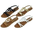 thumbnail image 2 of Starbay Women's Peep Toe Matte Strappy Gladiator Sandals Flats, 2 of 2