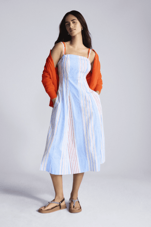 Free Assembly Women's and Women's Plus Sleeveless Cotton Panel Midi Dress, Sizes XS-4X