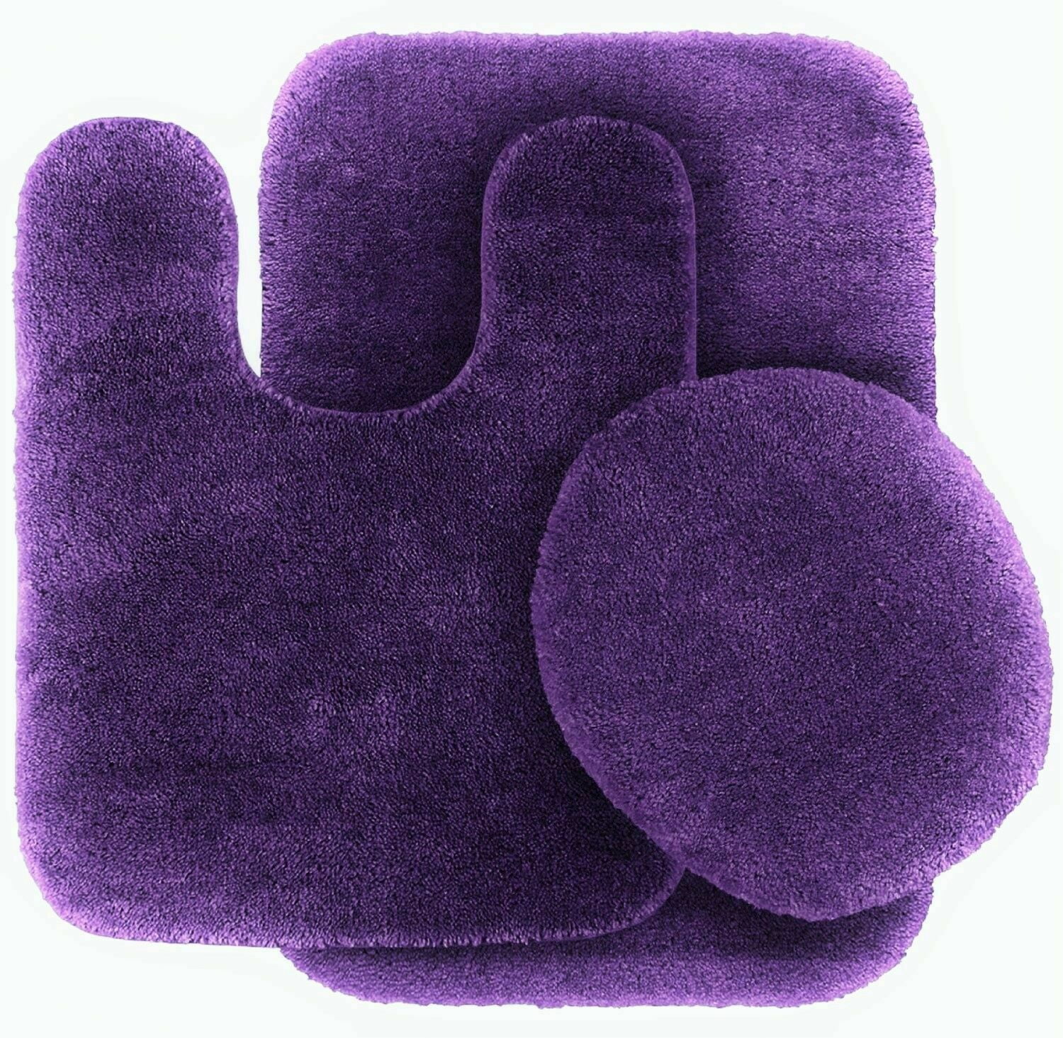 Decorative Purple #6 Chenille Bathroom Non Slip Kit Set 7 piece 1 Mat,1 Contour Mat,1 Lid Cover For Bathroom Vanity Décor Plus 4pc Matching Ceramic Accessories