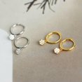thumbnail image 2 of QQTDFG 925 Sterling Silver Round CZ Huggie Hoop Dangle Drop Earrings F0052-Gold, 2 of 9