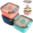thumbnail image 1 of czcpp-3 Ensemble de Contenants à Salade pour Déjeuner, Bol à Salade avec Couvercle, Boîte à Lunch Bento à 3 Compartiments, Contenant Alimentaire à Emporter, Cuillère Réutilisable Intégrée, Sans BPA, Micro-Ondes Sûr, 1 of 4