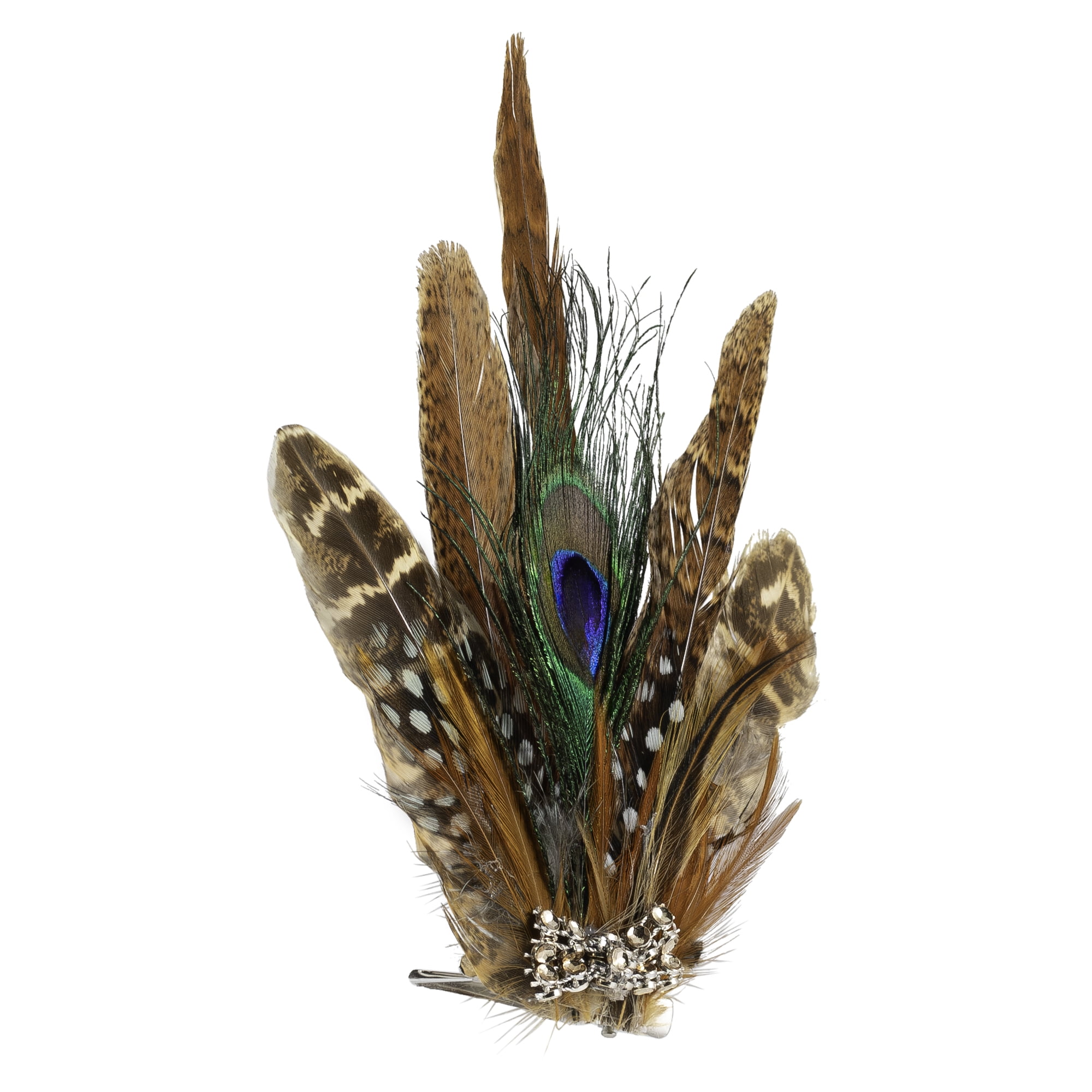 Northlight Peacock Feather Christmas Clip-On Ornament - 6" - Brown, White and Green