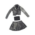 thumbnail image 2 of Conjunto de chaqueta corta, falda plisada y top de tubo a escala 1/6, accesorios suaves y portátiles. Gris negro, 2 of 9