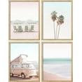 thumbnail image 3 of PixonSign Framed Wall Art, Collage Print Gallery Set 1980s Retro Miami Prints, Set of 4 Ocean Beach Landscape Wall Decor Prints, Nature Wilderness Wall Décor for Bedroom, Office - 12"x16" Natural, 3 of 5