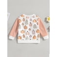 thumbnail image 4 of Wassery Toddler Kids Girls Jumpsuits Sweatshirts Pumpkin Print Contrast Color Long Sleeve Crew Neck Pullovers Bodysuits Spring Fall Casual Clothes Tops 0-4T, 4 of 9