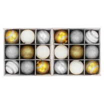 18 Pack of Silver, Gold, and White Ball Ornaments