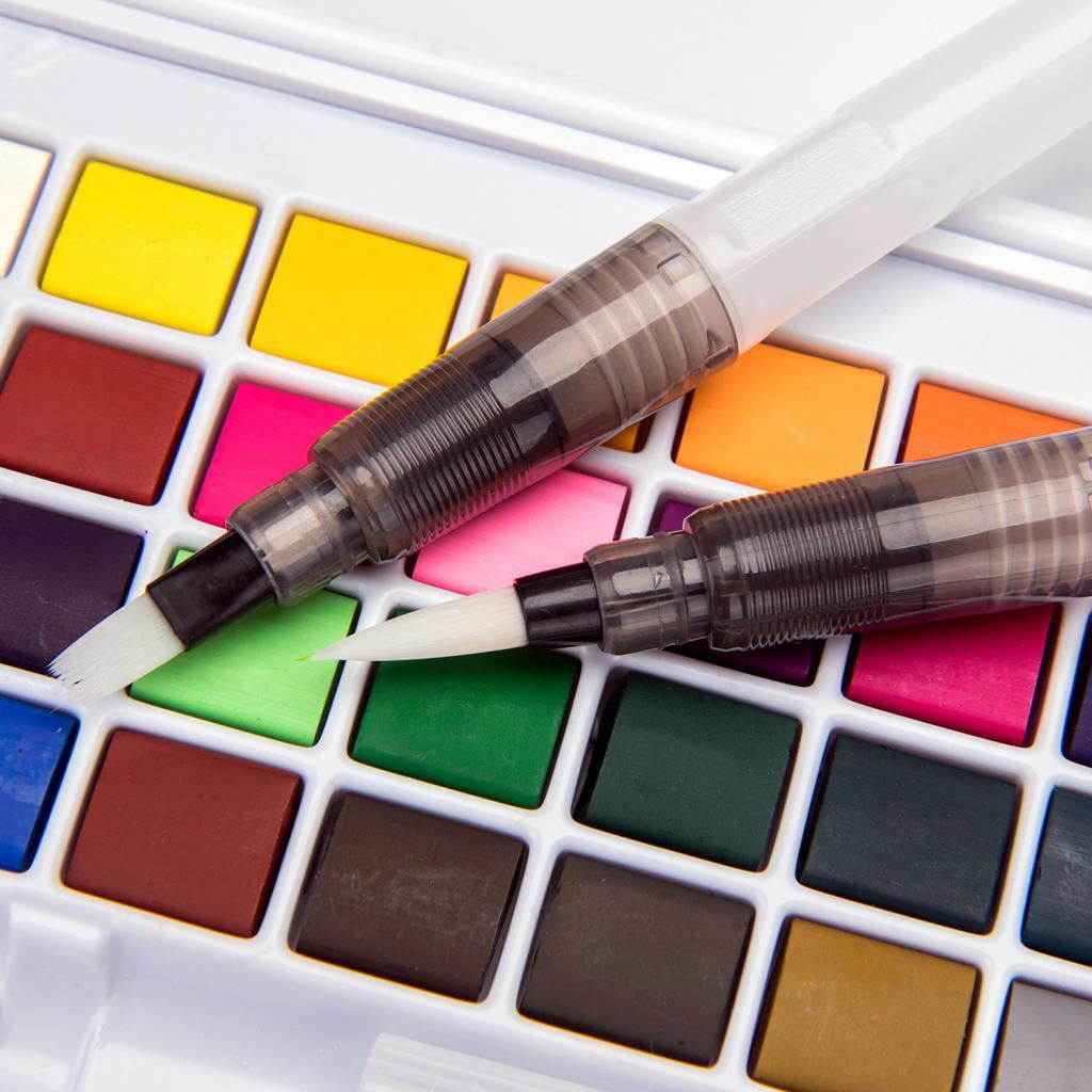 Portable Watercolour Set Travel Solid Watercolour 24 colors with 2Pcs water brushes for Supplies Students Draw Painting Outdoor