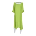 thumbnail image 4 of TSADFHJI Jupes en Tricot pour Femmes Longues Mode Col Rond Manches Longues Deux Pièces Robe Asymétrique Fendue à Blocs de Couleur m Vert, 4 of 8