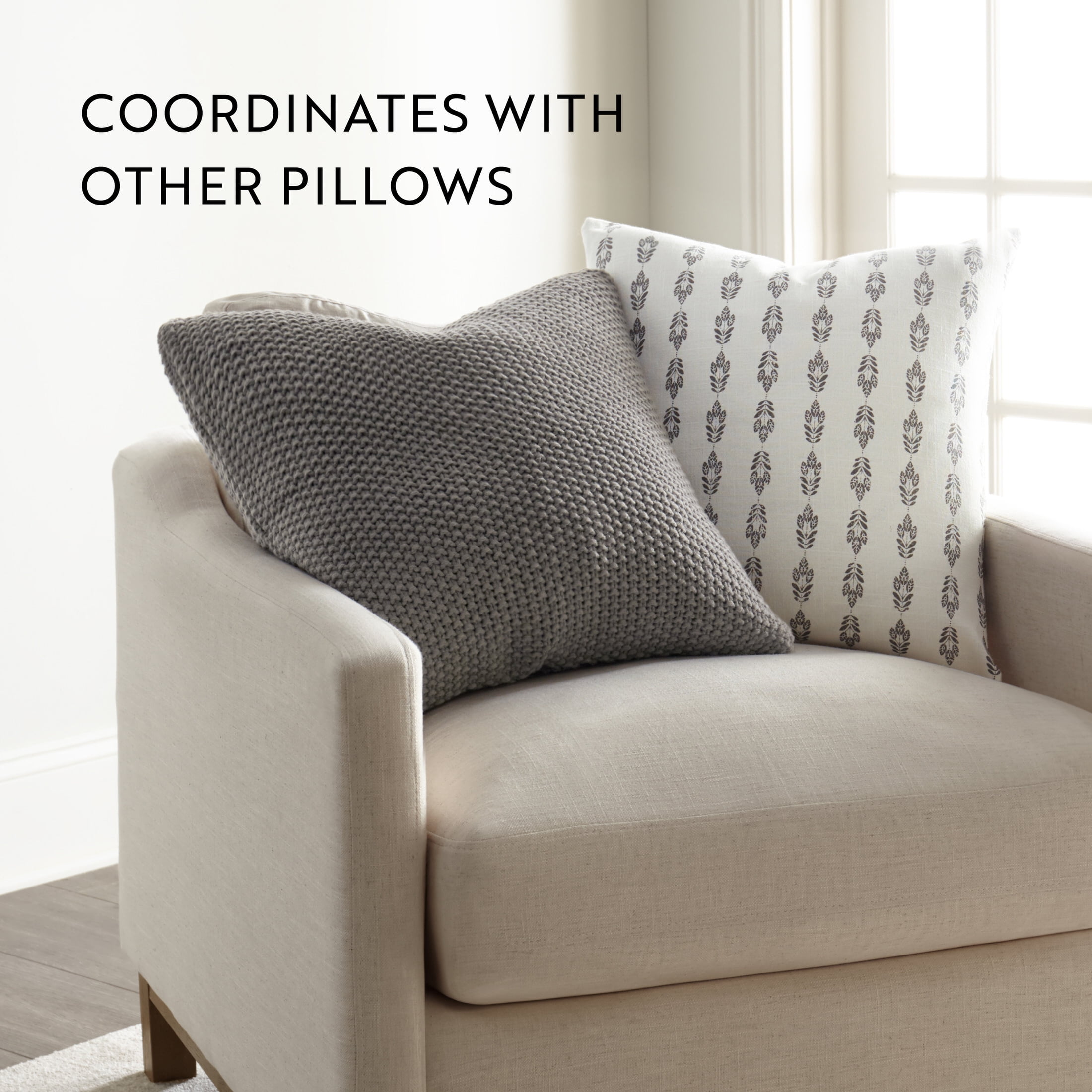 Noble Linens Elegant Cotton Decor Throw Pillow in Folk Leaves Pattern
