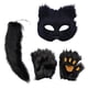 thumbnail image 3 of Conjunto de máscara y cola de animal, lindo conjunto de disfraz de zorro para fiestas temáticas, cosplay de cola larga negro, 3 of 9