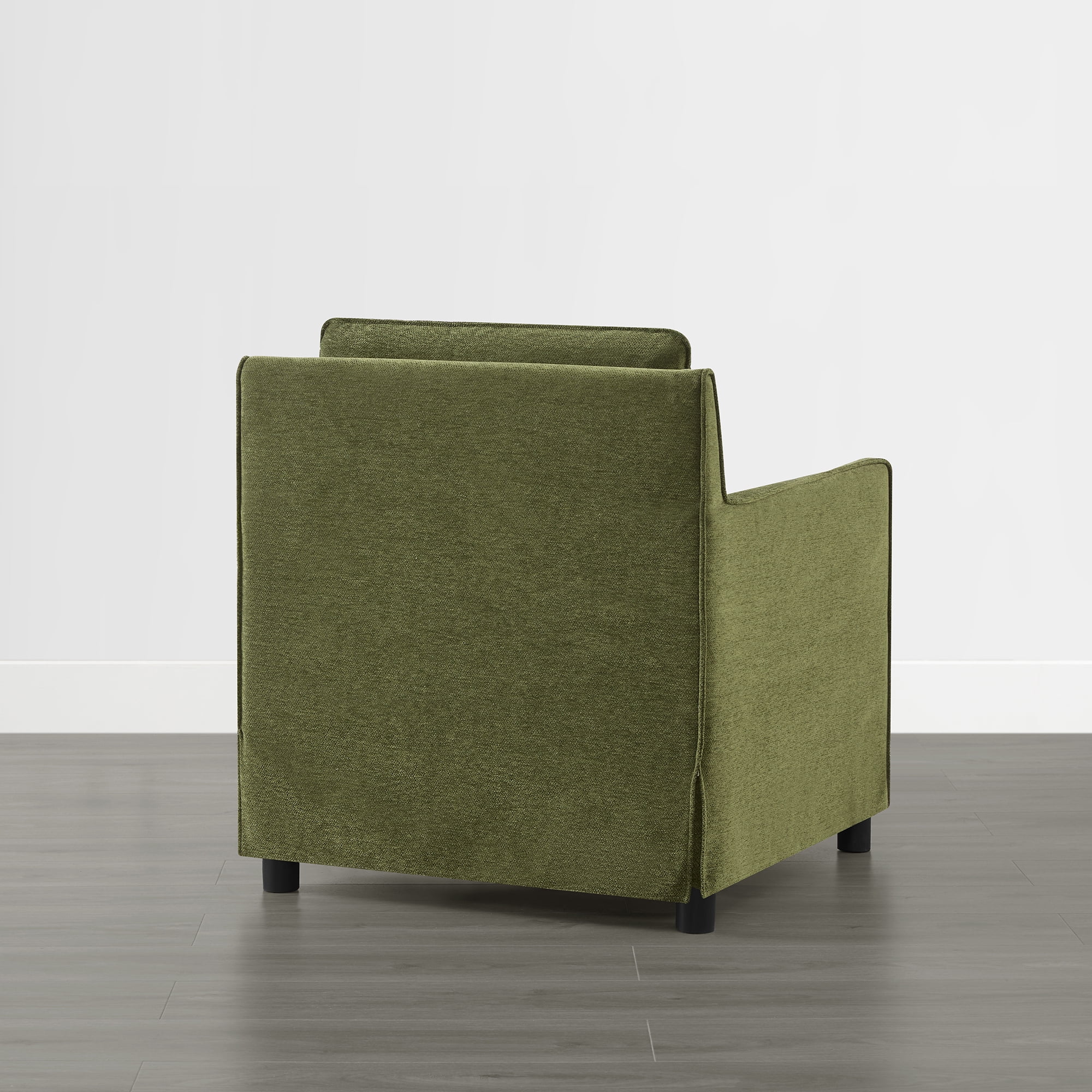 Spruce & Spring Upholstered Accent Chair for Living Room and Bedroom, Modern Lounge Armchair with Removable Cushions and Track Arms, Green Fabric