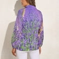 thumbnail image 3 of Fields of Lavender Loose Blouse Nature Purple Flowers Simple Oversized Blouses Womens Long Sleeve Trendy Shirt Spring Print Tops, 3 of 7
