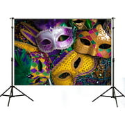 PHMOJEN 5x3ft Colorful Masks Backdrop, Polyester Masquerade Party Mardi Gras Background, Photo Studio Props PTBQQPH1