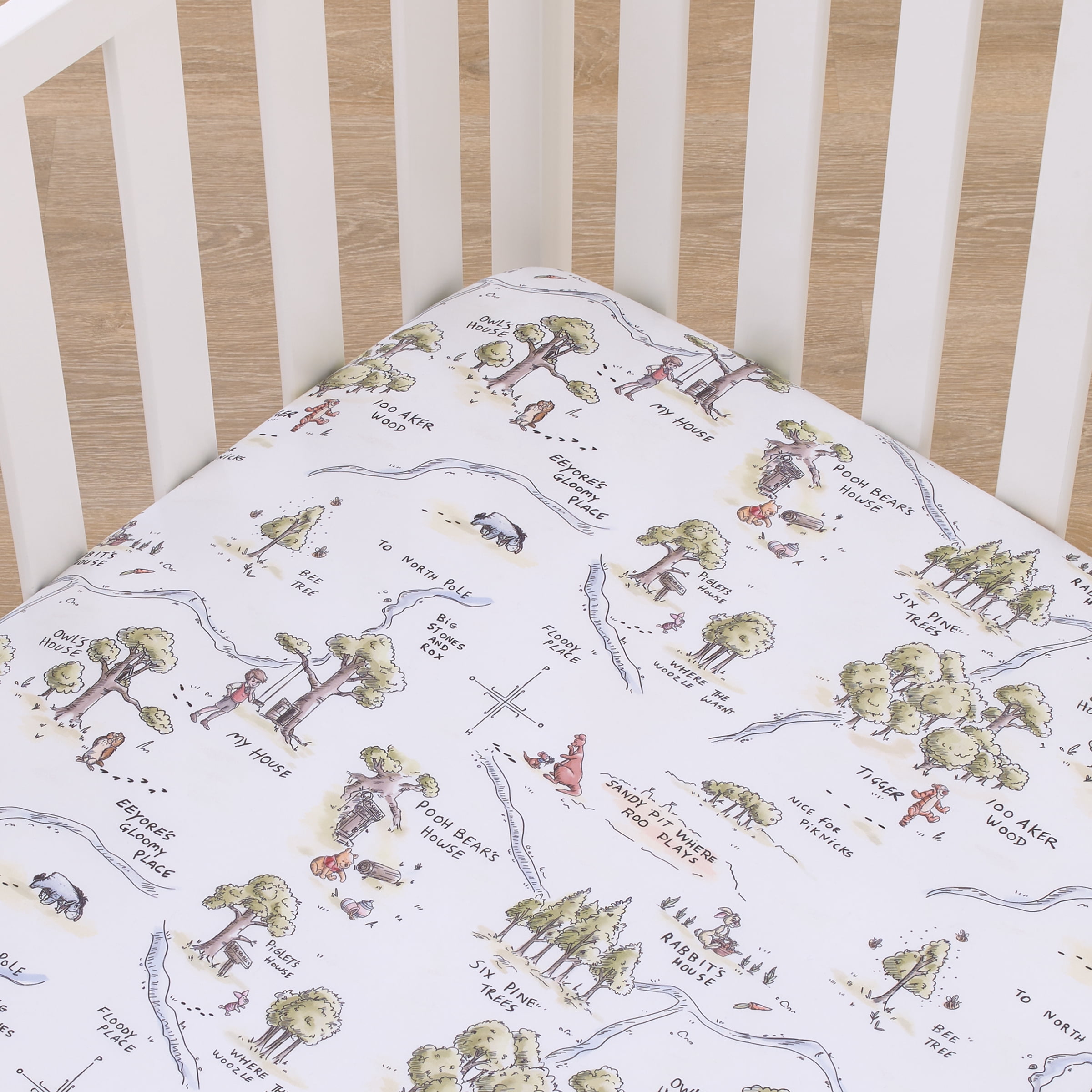 Disney Classic Winnie the Pooh 100 Acre Woods Fitted Crib Sheet