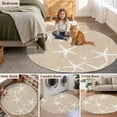 thumbnail image 5 of Round Area Rugs Collection 5 Ft, Coastal Starfish Non-Slip Residential Carpet, Summer Ocean Waves Ombre Sea Beige Indoor Crawling Mats Runner Rugs for Living Room/Dining Room/Bedroom, 5 of 9