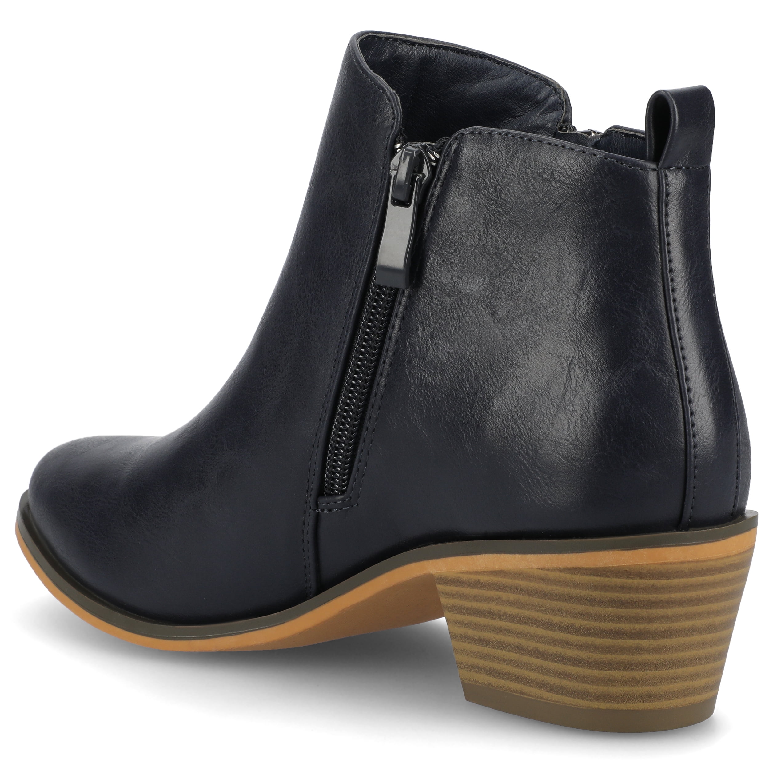 Journee Womens Rebel Outside Zip Stacked Heel Booties