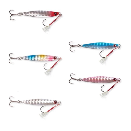 Youthyao 5Pcs Shore Cast Metal Jigs Spoon Sea Fishing Lures Metal Slow Jigs Lure Saltwater Fast Sinking Fishing Lures Enduring