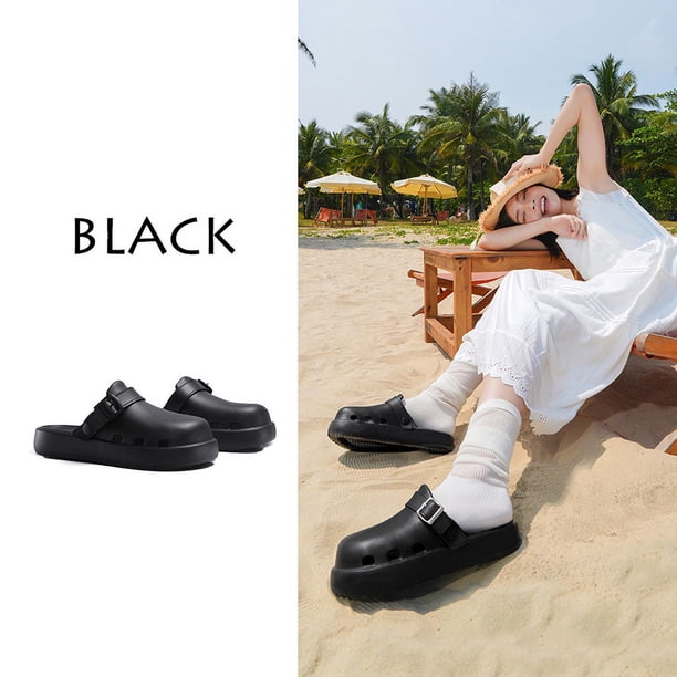 2024 nuevas zapatillas de tacón para mujer, zapatos de calle, sandalias de EVA caladas, plataforma, tacones cuadrados, zapatillas modernas, zapatos de ocio