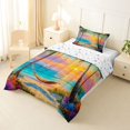 thumbnail image 2 of jejeloiu Sunset Beach Hammock Twin Comforter Sets For Girls,Palm Tree Pattern Bedding Set,Multicolor,Colorful Stars Reversible,2 Pieces,1 Comforter and 1 Pillowcase, 2 of 7