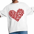 thumbnail image 3 of T-Shirts for Men, Valentine's Day Red Lip Prints Crew Neck Cotton T-Shirt Men's Short Sleeve Romantic Kisses Heart, 3 of 8