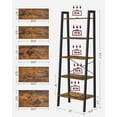 thumbnail image 3 of 5 Tier Vintage Ladder Shelf Bookshelf Industrial Bookcase Storage Rack Rustic Brown, 3 of 8