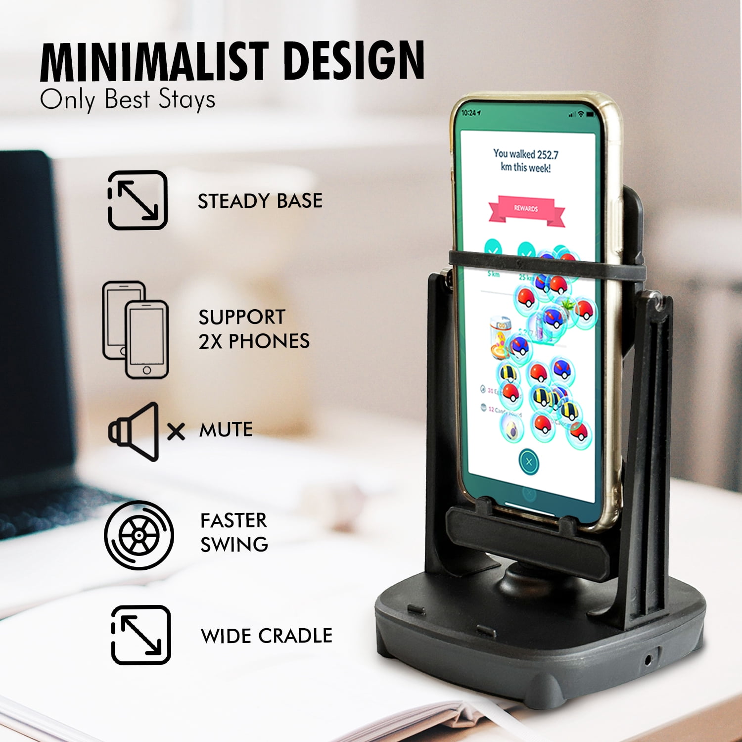 SNYZO Phone Swing Shaker Phone Rocker Device for Pokemon Go Support 2 Phones Mute Version USB Cable Quick Step Earning