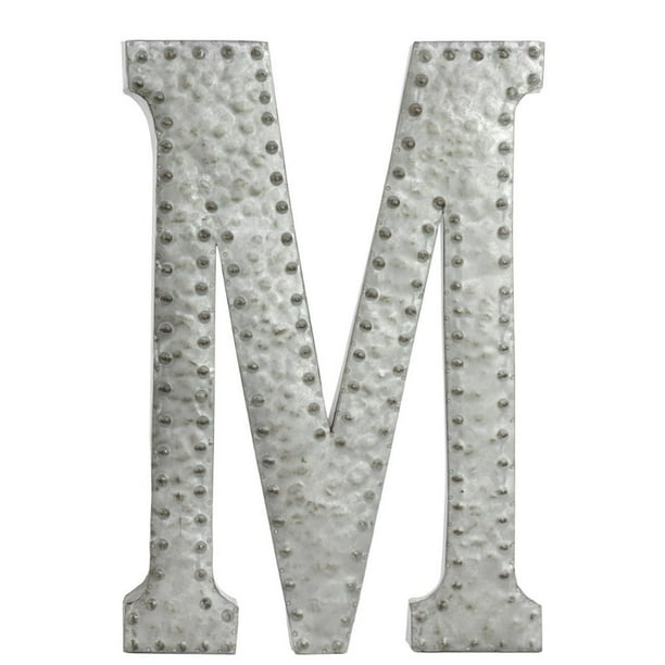 Metal Wall Decor Letter M With Rivets Galvanized Zinc Com - Metal Wall Decor Letters Metal Wall Decor Letter M With Rivets Galvanized Zinc Com - Metal Wall Decor Letters
