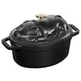 thumbnail image 2 of STAUB La Cocotte 1 L Cast Iron Oval Cocotte Pig Lid, Black, 2 of 6