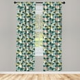 thumbnail image 2 of Ambesonne Aloha Curtains, Tropical Palms Abstract Art, Pair of 28"x95", Dark Teal Multicolor, 2 of 4