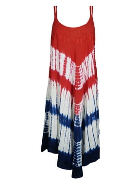 Mogul Womens Cover-Up Tank Dress Sleeveless Relaxed Fit Rayon Tie Dye Color Full Boho Sexy Dresses