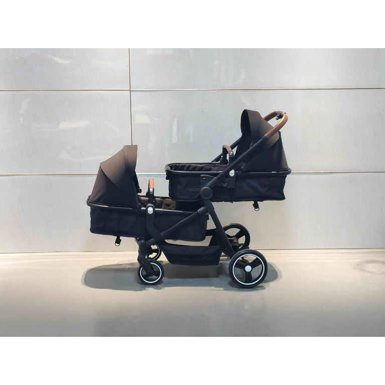 Foldable Double Stroller for Infant Toddler Adjustable Backrest Large Storage Canopy Walmart