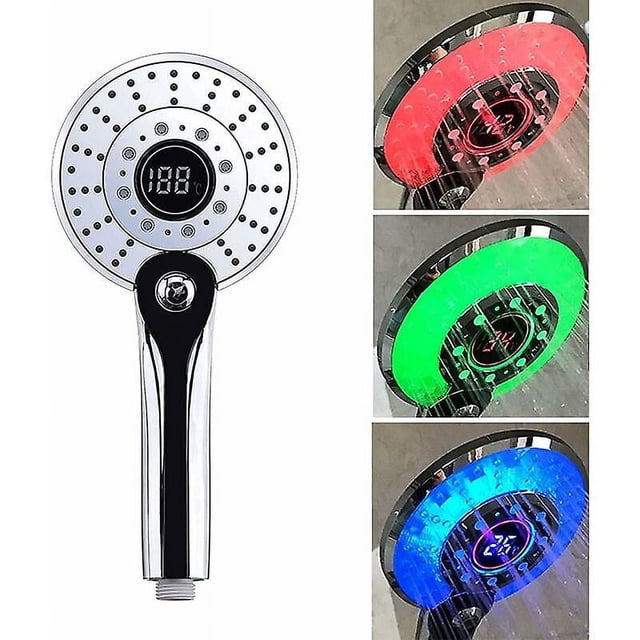 Cabezal de ducha LED, cabezal de ducha LED de 3 colores Control de temperatura Ducha de mano con pantalla digital de temperatura Ahorro de agua Ducha de 3 modos