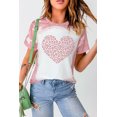thumbnail image 3 of POGLIP Women's Pink Leopard Heart Shaped Bleached Print Short Sleeve T Shirt, 3 of 6