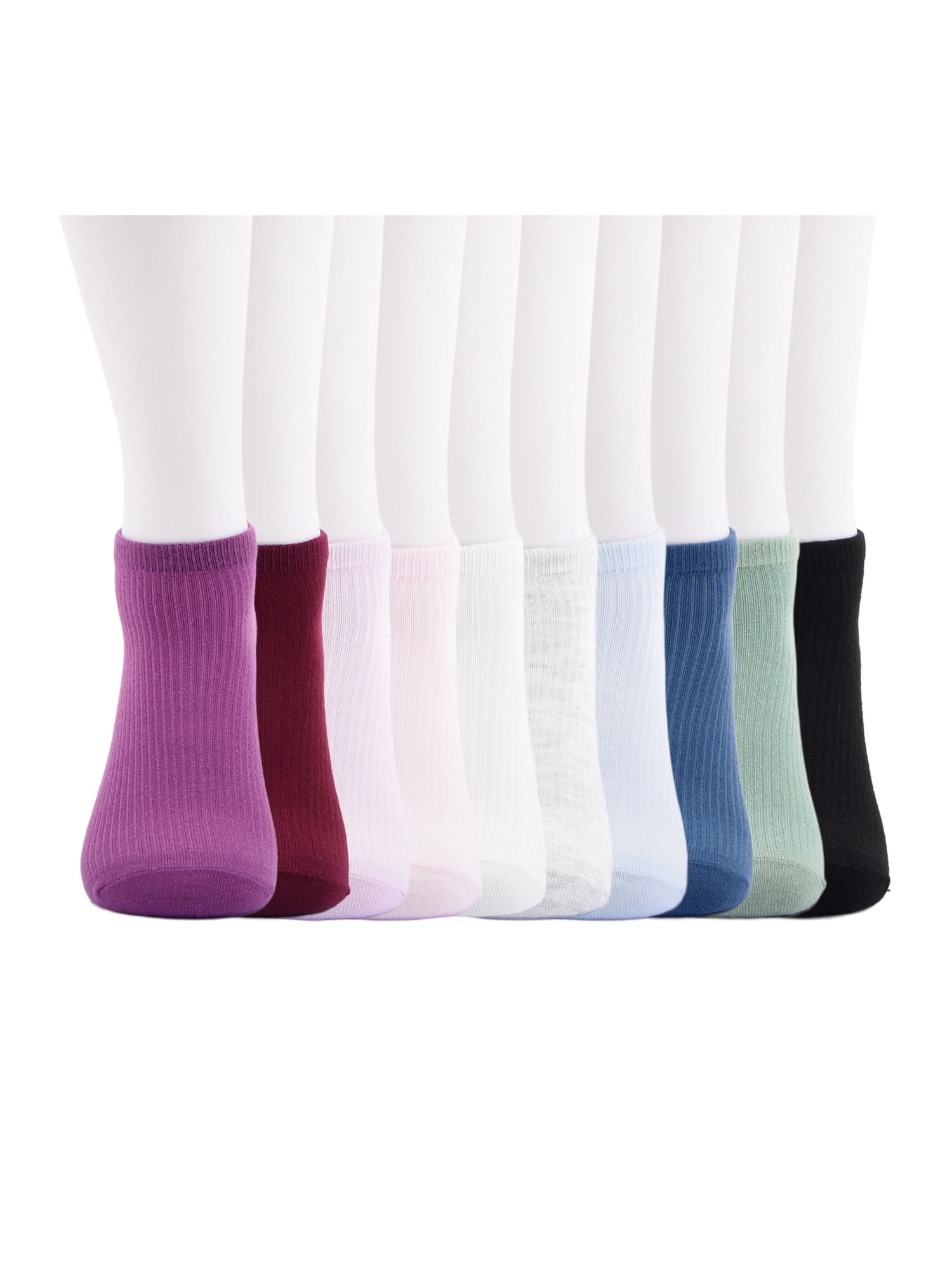 No Boundaries Women’s Low Cut Socks, 10 Pack, Shoe Sizes 4-10