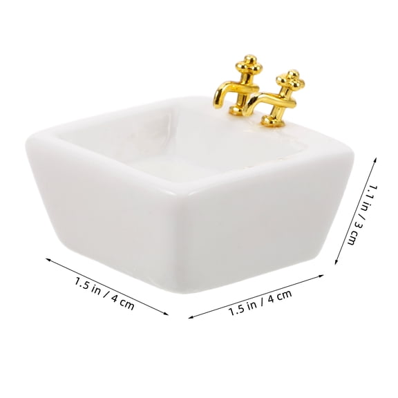 TABLZONE Dollhouse Accessories Miniature Bathtub Dollhouse Sink Resin White 1Pack