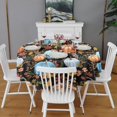 thumbnail image 2 of Fall Pumpkins Leaves and Flowers Pattern Round Tablecloth 60" X 60",Wrinkle Wipeable Table Cloth for Kitchen Dining Room Picnic Patio Party, 2 of 6