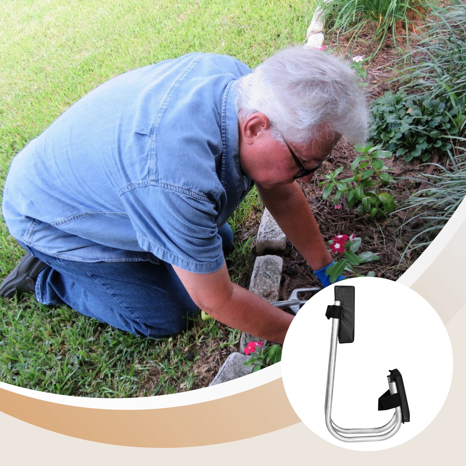Knee Seat for Gardening, Kneeling Stool with Soft Pad, Stainless Steel Frame, Dual-use Seat and Kneepad, Ideal for Garden Work