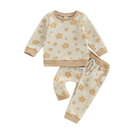 

Toddler Baby Girls Pants Set Floral Print Long Sleeve Sweatshirt Pullover Tops + Sweatpants 2Pcs Outfit